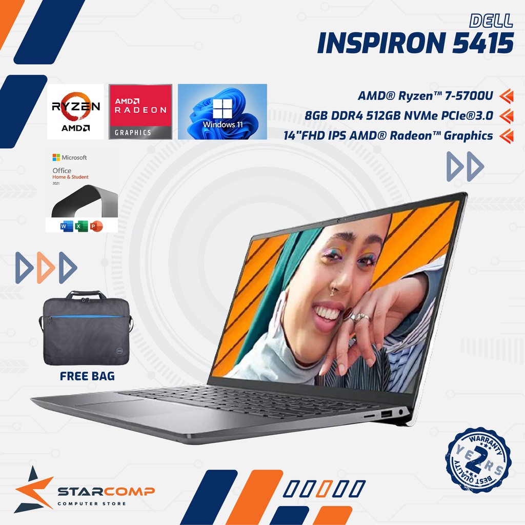 DELL Inspiron 5415 Ryzen 7 5700U 8GB 512GB 14&quot; FHD IPS W11+OHS