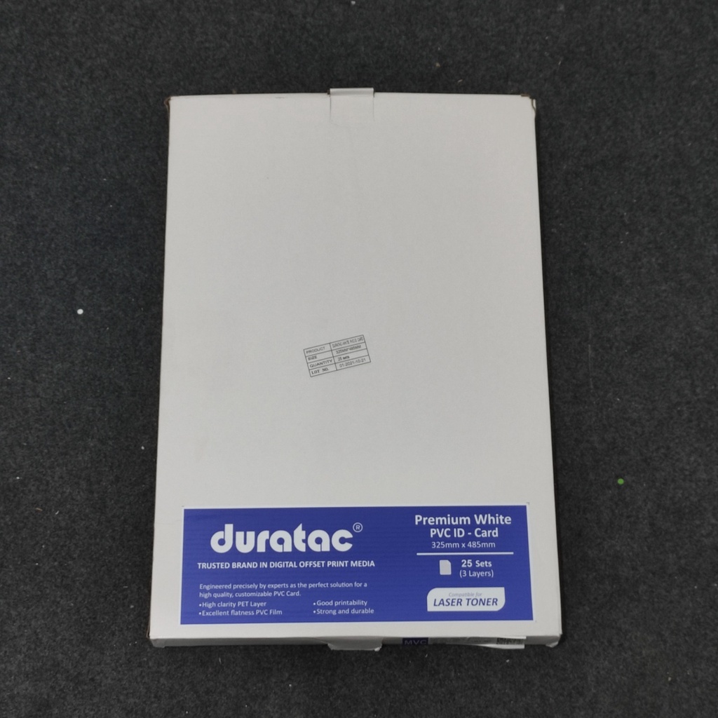 

1 PACK Bahan ID Card PVC Uk A3+ Merk Duratac Lengkap dengan Tulangan & Overlay