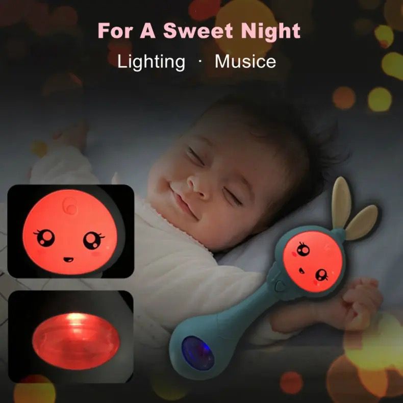 Baby rattle teether with light and sound