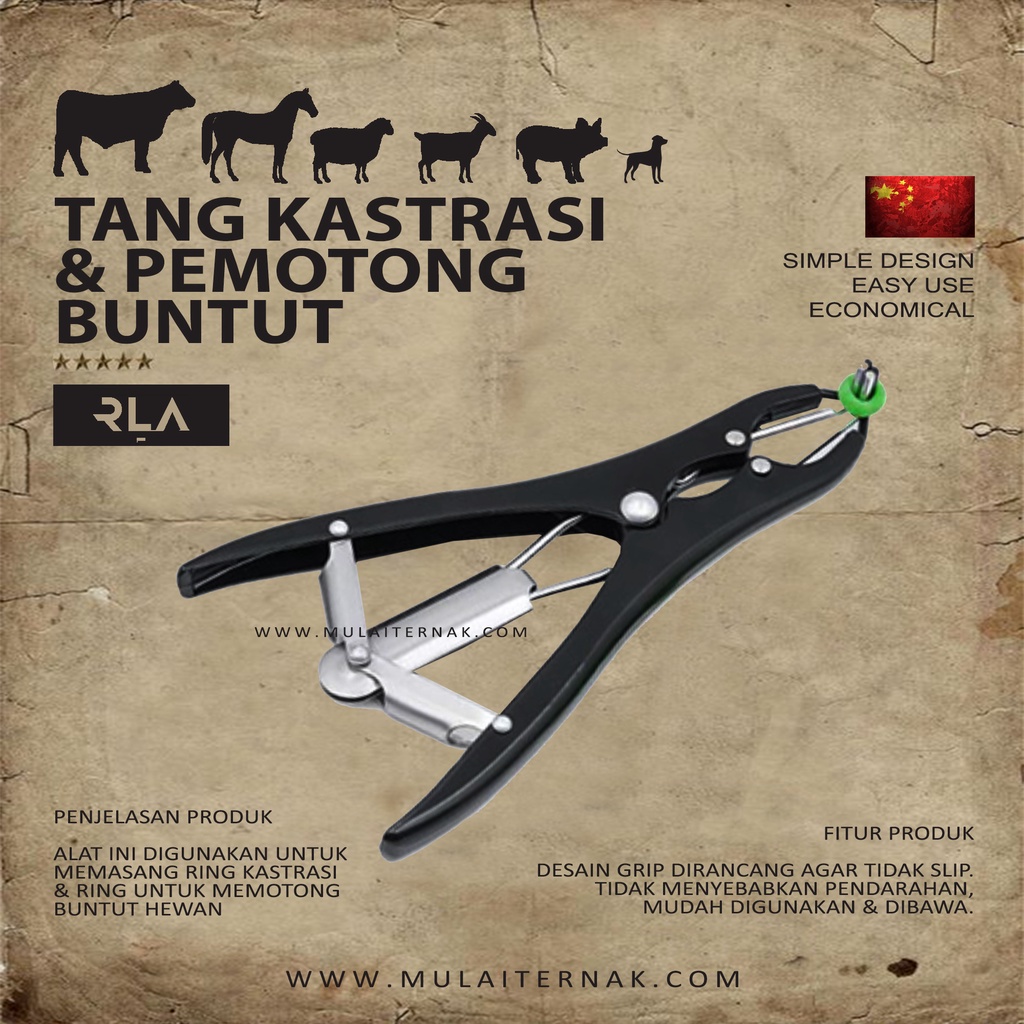 Tang Kastrasi - Alat Potong Buntut Hewan - Kebiri - Domba - Kambing - Anjing - Sapi - Kerbau - Kuda 
