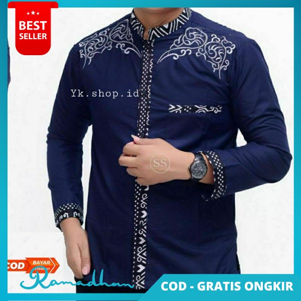 Baju Muslim Koko Terbaru 2023 Atasan Naju Pria Dewasa Pakistan Lebaran Cowo Modern Kelambi Hari Raya