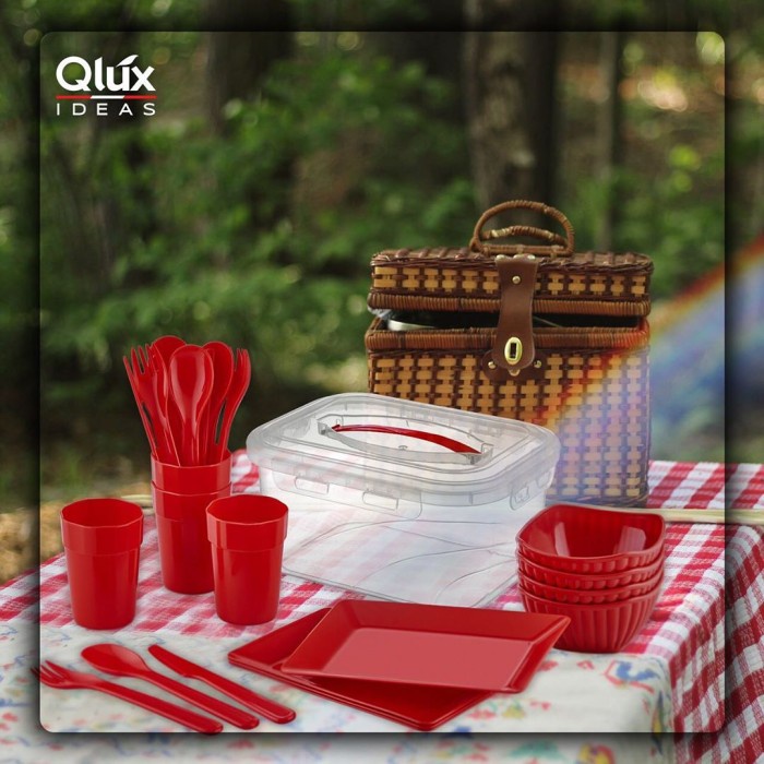 Terlaris Mamimimy Piknik Set Dalam 1 Box Gelas Piring Sendok 25 Pcs Aql-00605