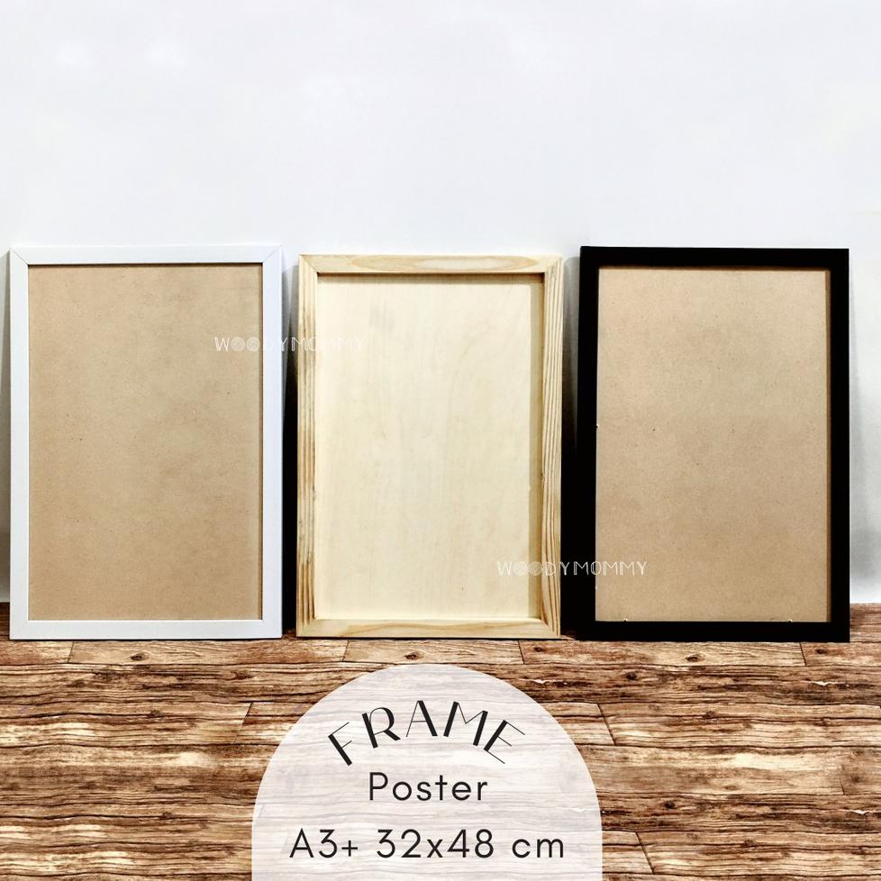 VIRAL Frame Poster A3+ 32x48 cm A3 plus - Bingkai Kayu Pinus Natural - Pigura Figura Minimalis
