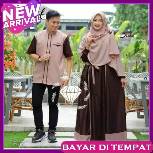 Gamis Couple Baju Muslim Pasangan Suami Istri Gamis Couple Zakia / Gamis Couple Pasangan Dress Kond