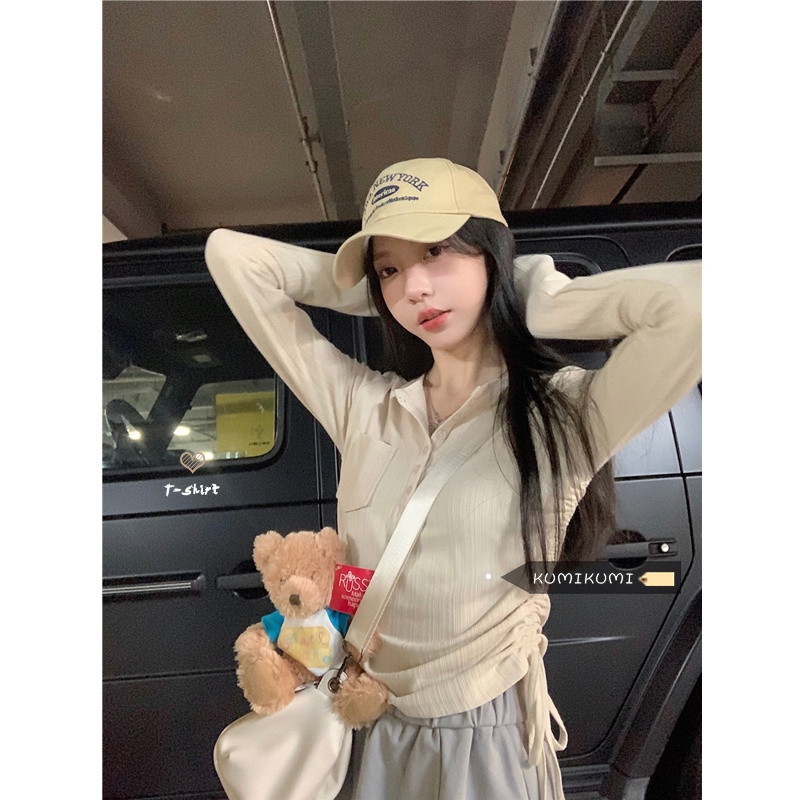 Red Keinginan murni angin lengan panjang T-shirt wanita musim semi hot gadis rasa desain ceruk ceruk slim chic bottoming shirt top