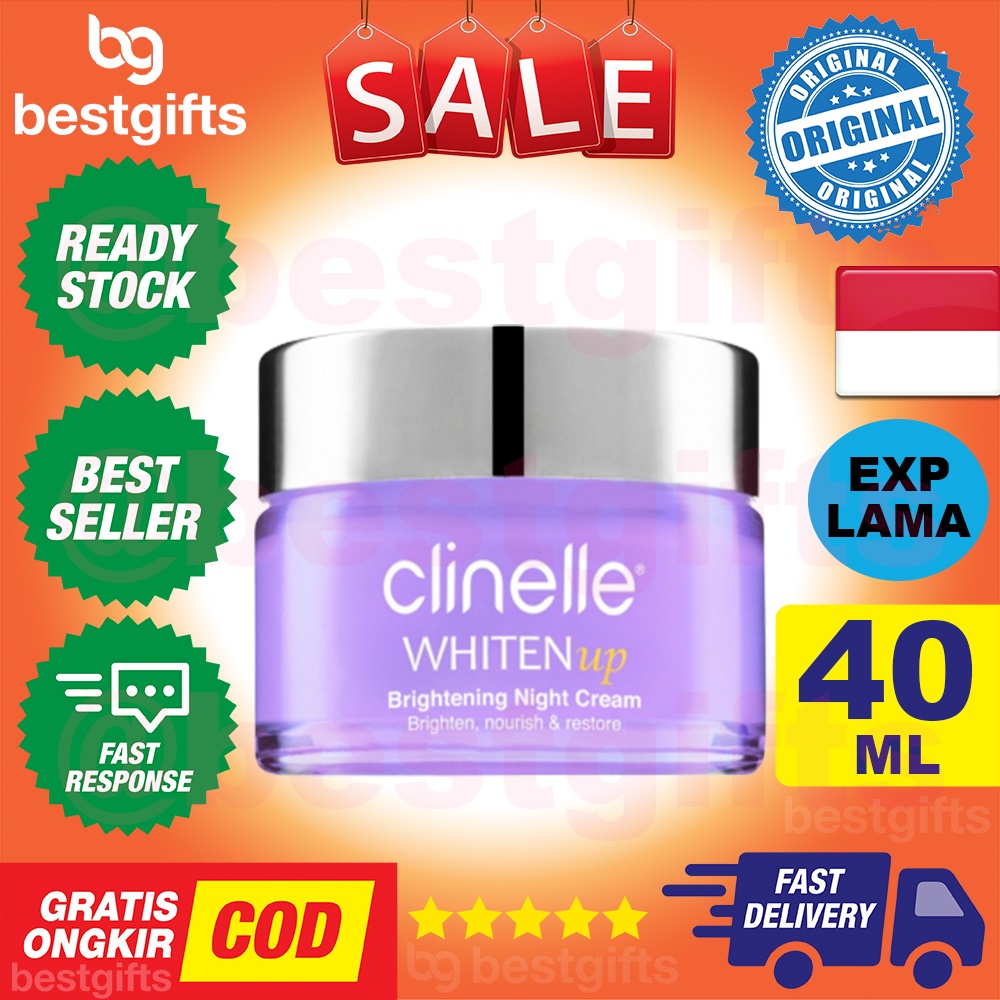 CLINELLE WHITENUP BRIGHTENING NIGHT CREAM KRIM MUKA PELEMBAB WAJAH MALAM 40 ML