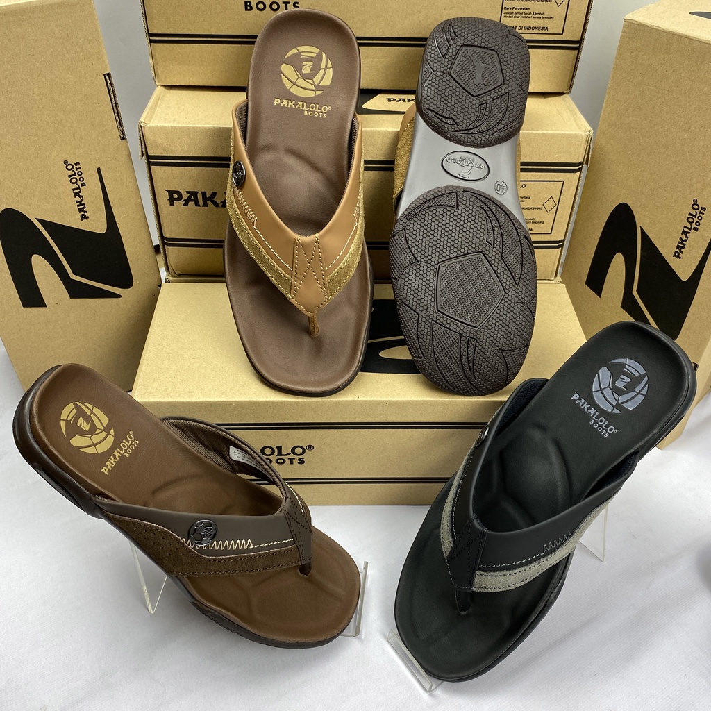 PAKALOLO Messi01 Sandal jepit pria original Sandal kulit asli Sandal laki keren Sandal simpel elegan