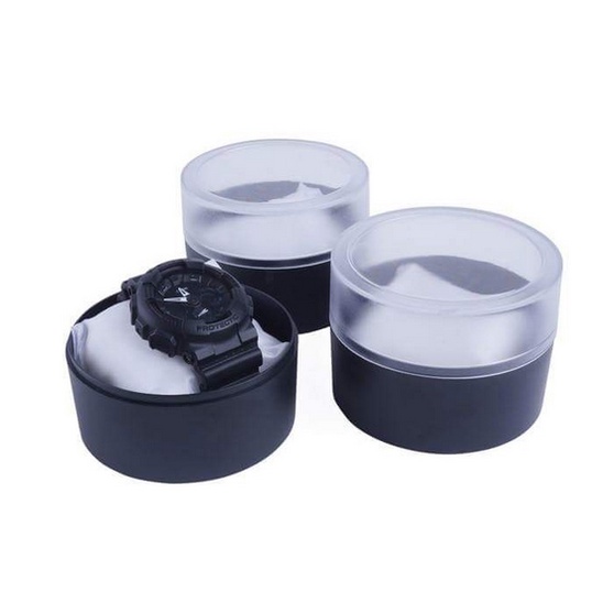 Kotak Jam Tangan Plastik Mika Akrilik Bulat Box Packing Perhiasan Jam Tangan Bundar 10cm Kotak Kado