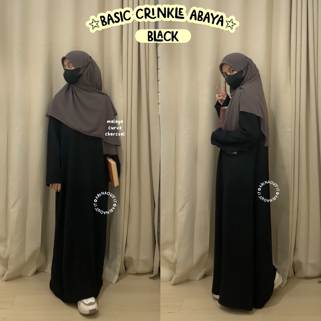 BASIC CRINKLE ABAYA BY ARUNAOUTFIT