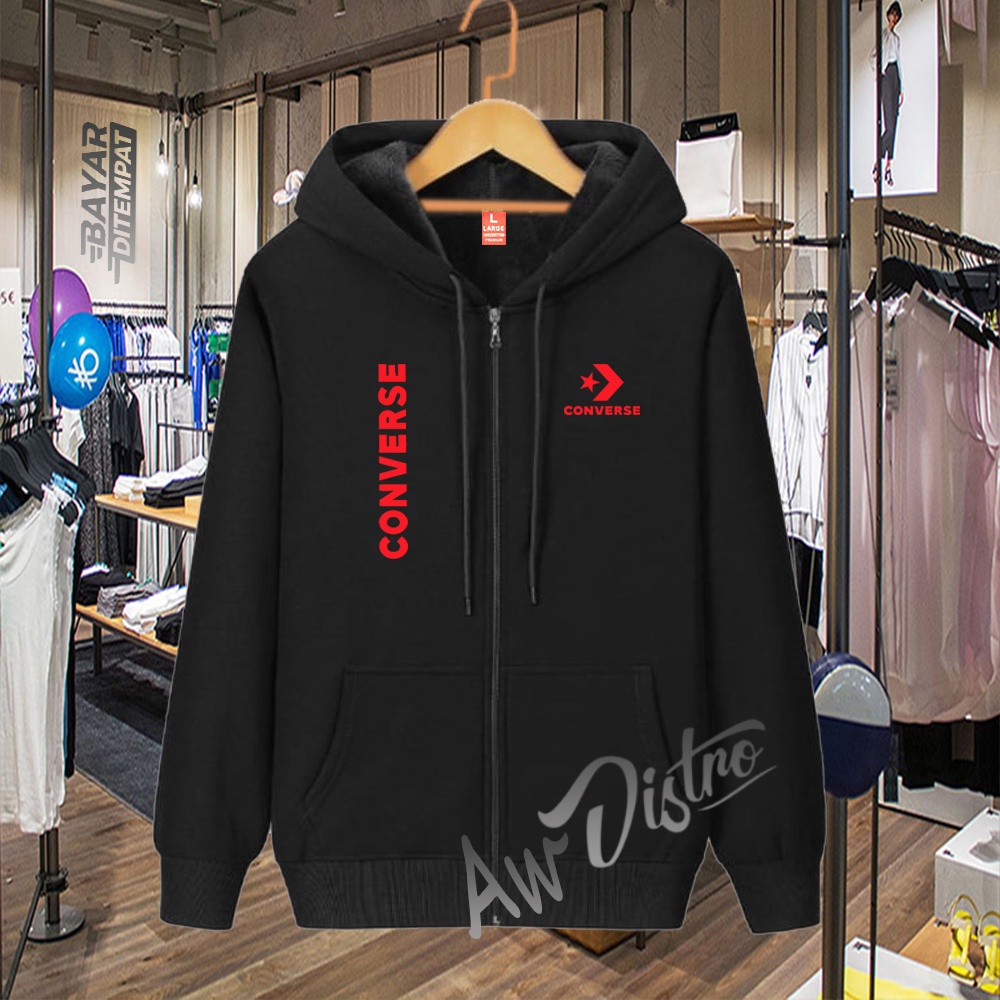 COD Jaket Distro CVS KIRKA Text Merah Premium Quality Sweater Tulisan Jaket Kata-Kata Hoodie Sablon