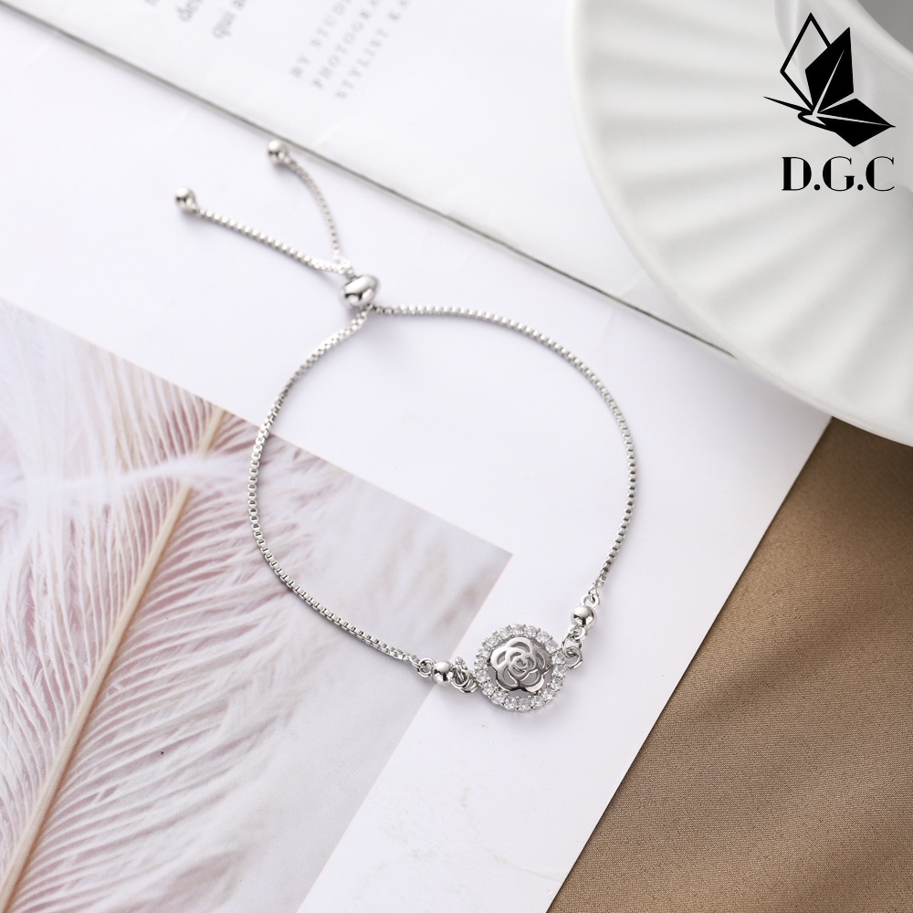 D.G.C✨Gelang Serut Titanium Wanita Anti Karat Terbaru 2023 Korea Gelang Perak Berlian Bunga Anti Luntur Aksesoris Hijab Perhiasan Gelang Rantai Dewasa Murah D344