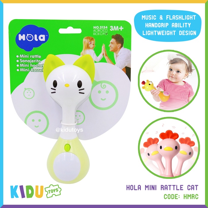 Mainan Anak Bayi Rattle Lucu Hola Mini Rattle Karakter Lion Rabbit Elephant Giraffe Cat Chicken Kidu Toys