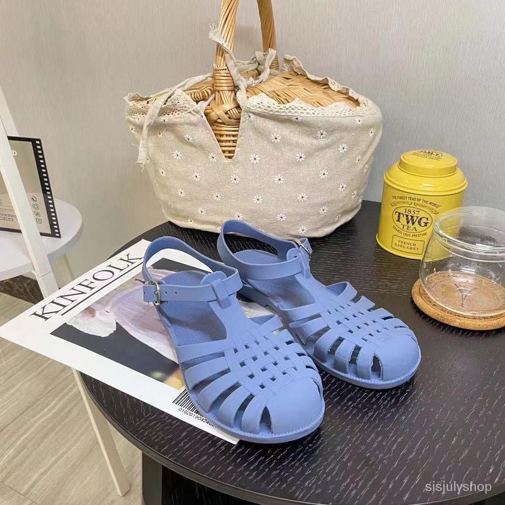 [✅BISA COD] #Sisjuly# MELISSA Sandal retro Romawi wanita berongga anyaman sepatu jelly datar