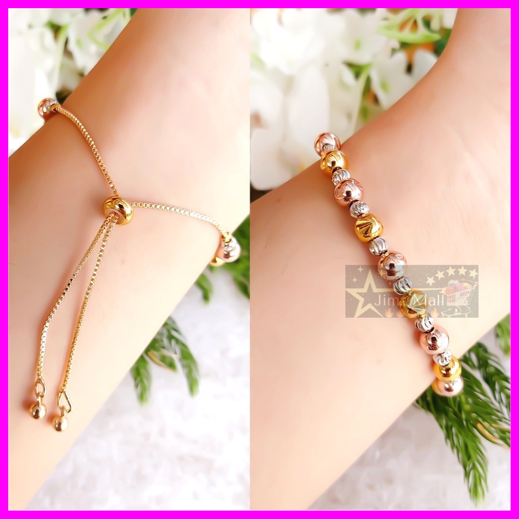 COD - Gelang Tangan Serut Titanium Motif Serut Biji lada Combinasi Warna Gold Perhiasan Wanita Mewah Anti Luntur