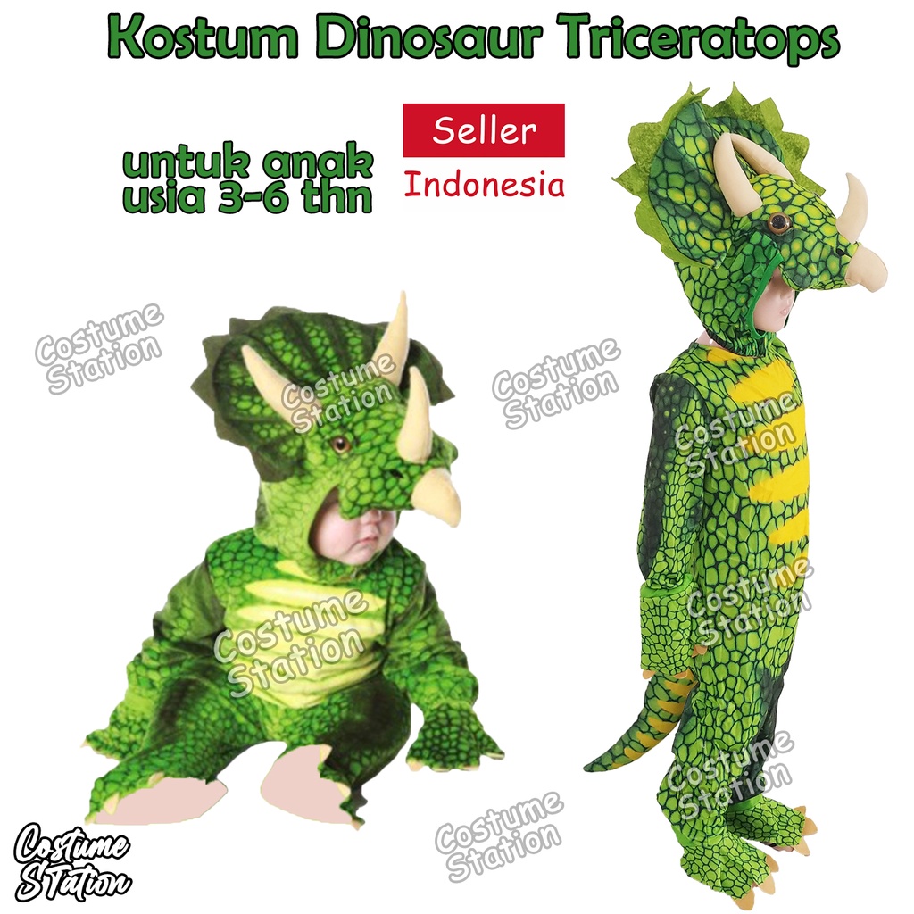 Kostum Dinosaur Triceratops / Costume Dinosaurus Green Dino Triceratops