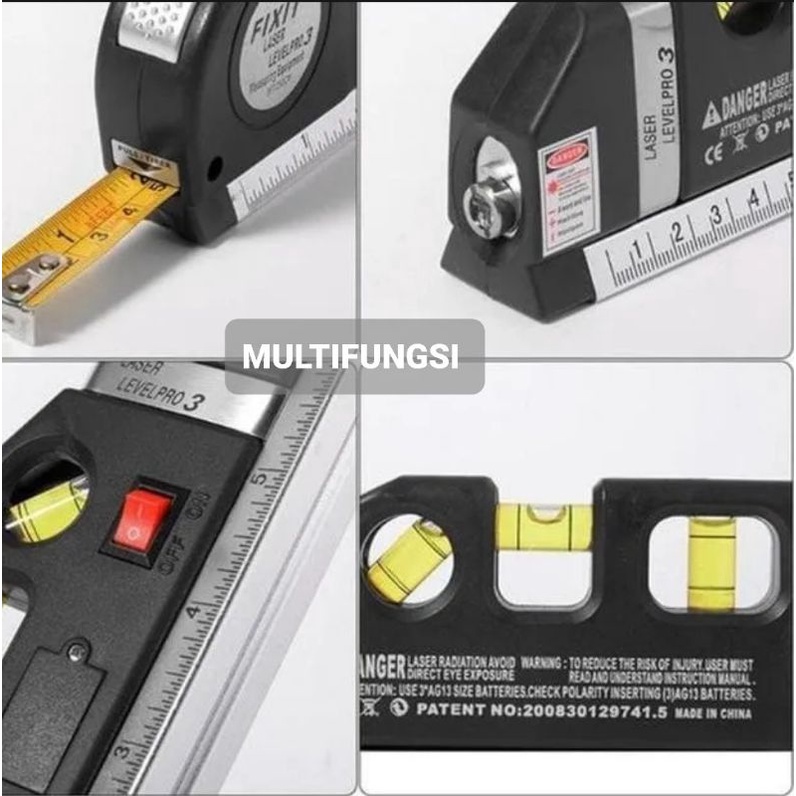 Alat Meteran Waterpass Infrared Digital Vertikal Horizontal Presisi - Penggaris Fix Level  Pro 3 Multifungsi