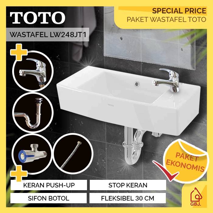 Terlaris Set Wastafel Toto Lw248Jt1 Komplit Paket Ekonomis / Wastafel Gantung