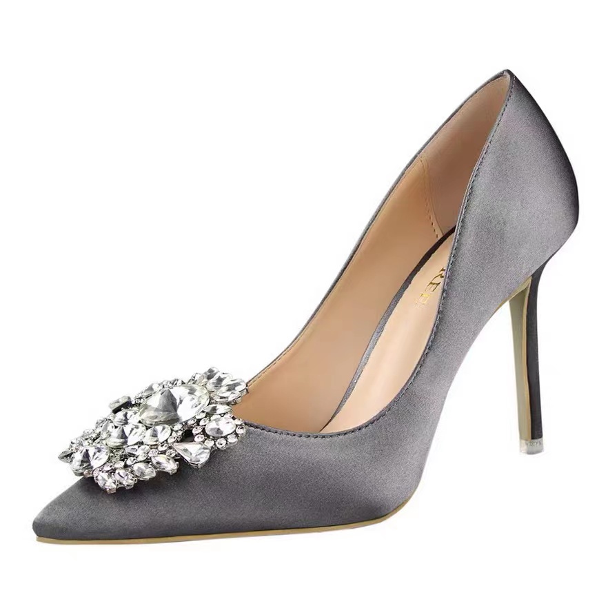 Premium Crystal High Heels Satin Stiletto/ Sepatu Hak Wanita 5477 (34-41)