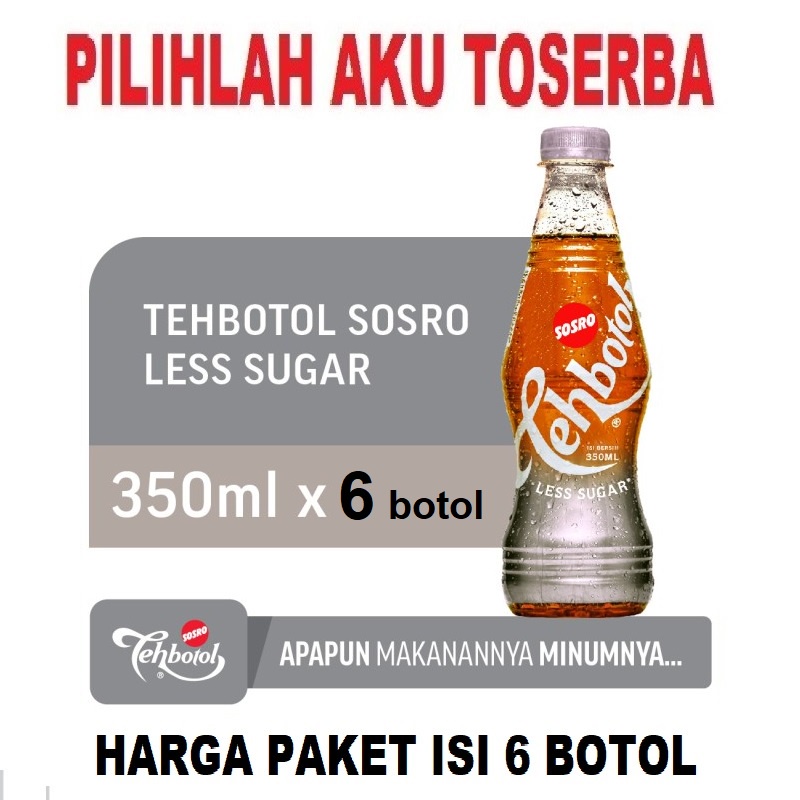 

Teh Botol Sosro LESS SUGAR PET 350 ml - ( HARGA 6 pcs )