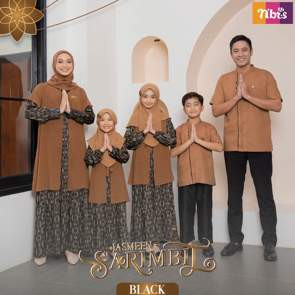 Nibras Sarimbit JASMEEN BLACK Baju Muslim NBRS Couple Seragam Lebaran Keluarga Terbaru 2023