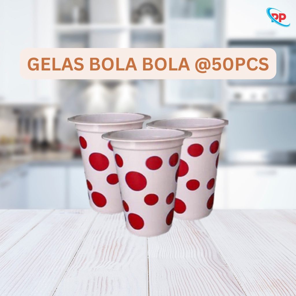 Gelas Plastik Bola Bola/ Gelas Plastik Es Buah/ Gelas Plastik @50pcs