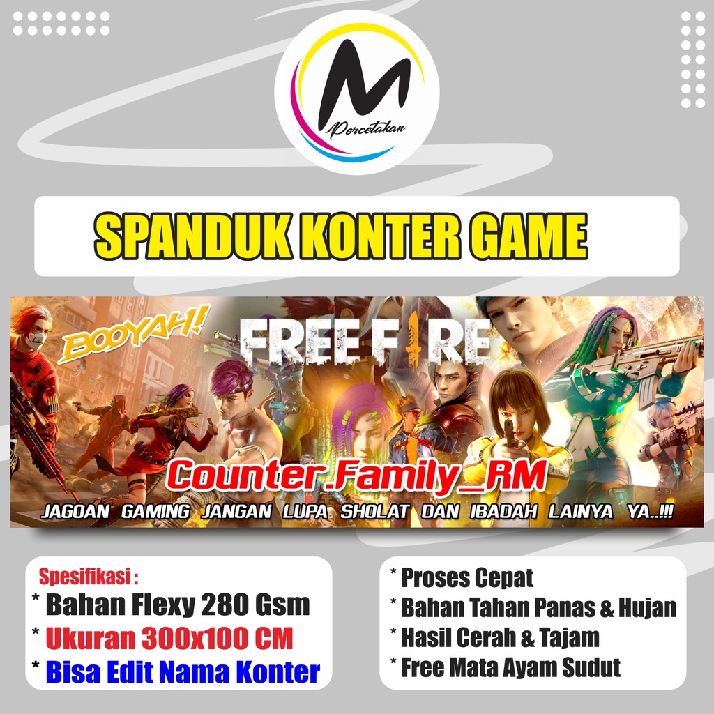 Spanduk Konter Banner Game - Ukuran 180x60