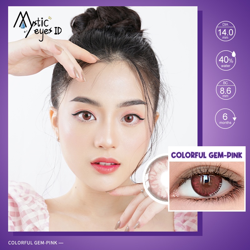 [✅COD] MYSTICEYES SOFTLENS COLORFUL GEM SERI LENSA KONTAK PINK BROWN BLUE GREEN COLOR CONTACT LENS 14MM (NORMAL)