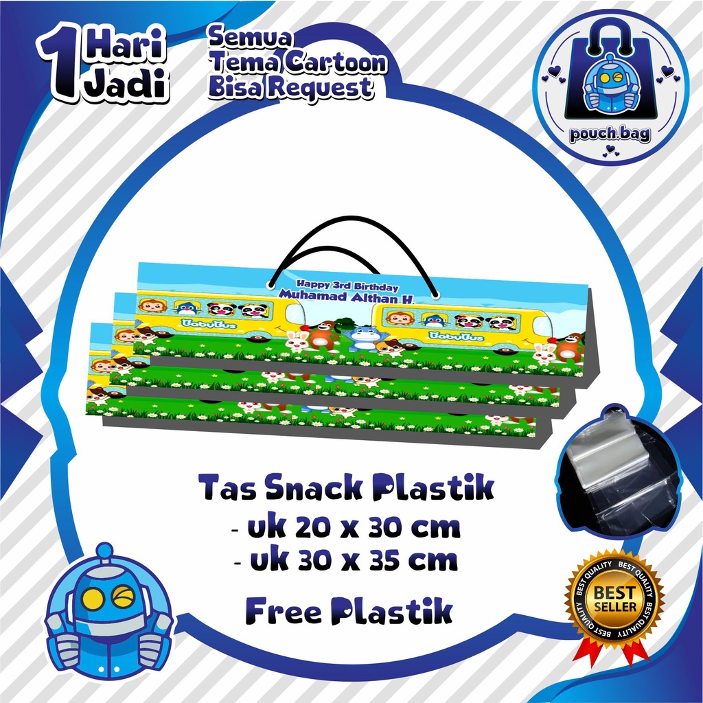 TAS KANTONG PLASTIK LABEL SNACK GRATIS TALI & PLASTIK