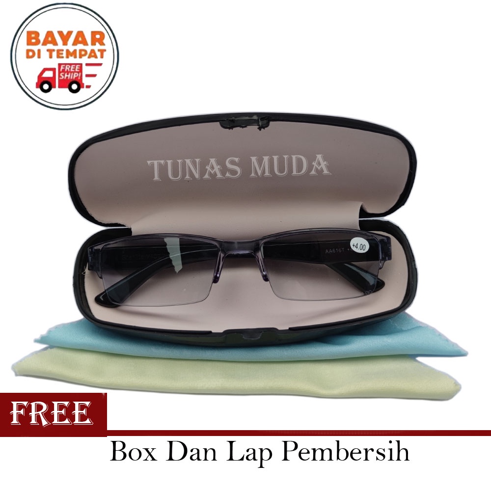 KACAMATA BACA LENSA PLUS (+) PRIA DAN WANITA LENSA DOUBLE MODEL TERKINI - FREE BOX DAN LAP PEMBERSIH