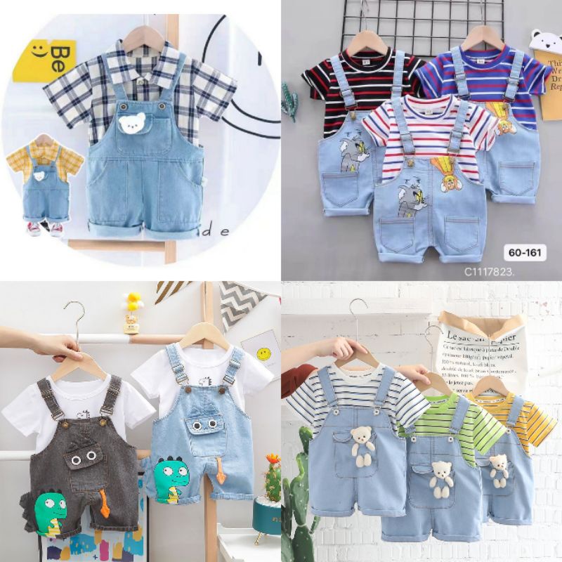 (BISA COD) 1-5 tahun SETELAN OVERALL ANAK LAKI LAKI IMPORT MURAH / SETELAN KODOK ANAK IMPORT JEANS A
