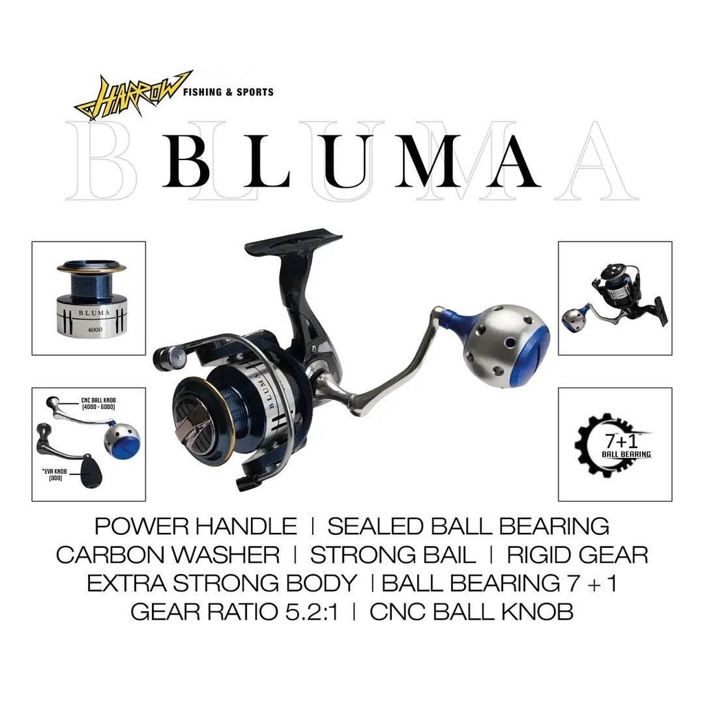 Obral Reel Spinning Harrow Bluma New Power Handle