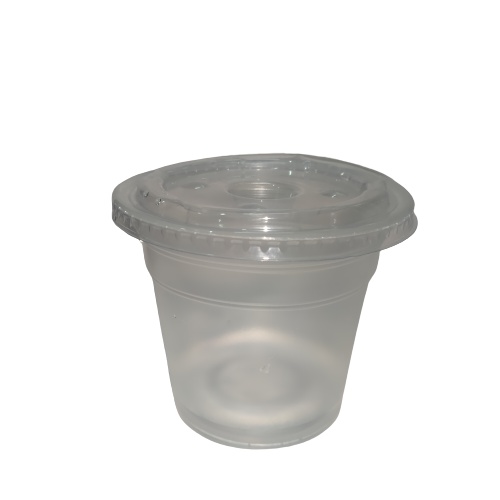 [100 pcs] Gelas Plastik 10 oz | Gelas Cup Plastik Bening 10 oz + Tutup Datar