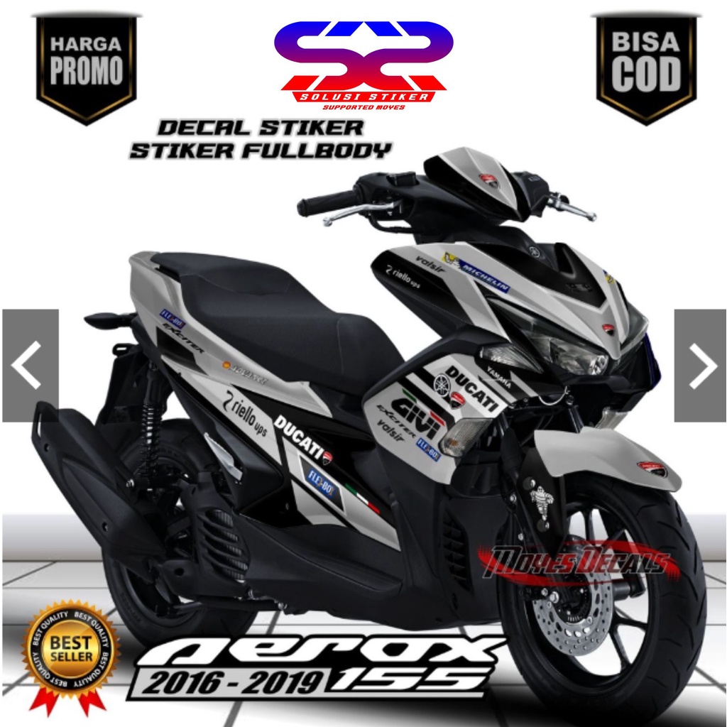 Stiker Decal Aerox 155 Decal Motor Aerox 2016-2019 MotifWarna Silver Full Body