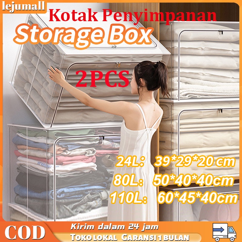 2pcs 110L Storage Box lipat Storage Serbaguna Organizer pakaian dan mainan Kotak penyimpanan box