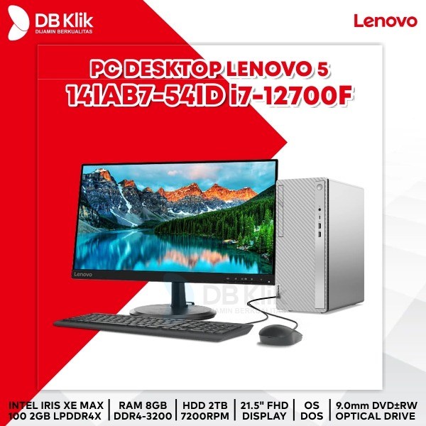 PC Desktop LENOVO 5 14IAB7-54ID i7-12700F 8GB HDD 2TB DVDRW 21.5&quot; DOS