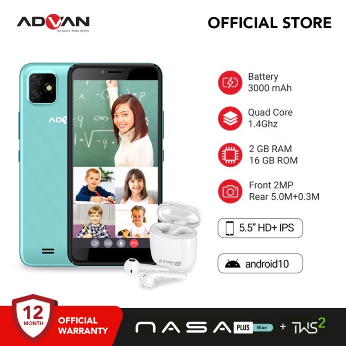 Advan NASA Plus Smartphone [2/16GB] Garansi Resmi Advan NASA - BLUE