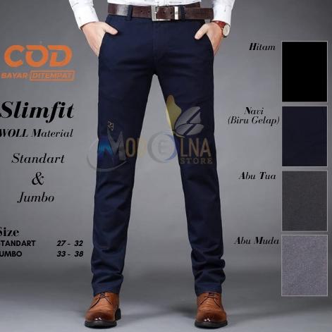 Booming (SLIMFIT) Celana Kantor Formal Kerja Bahan Dasar Pria Slimfit/Celana Kerja Pria/Celana Kerja