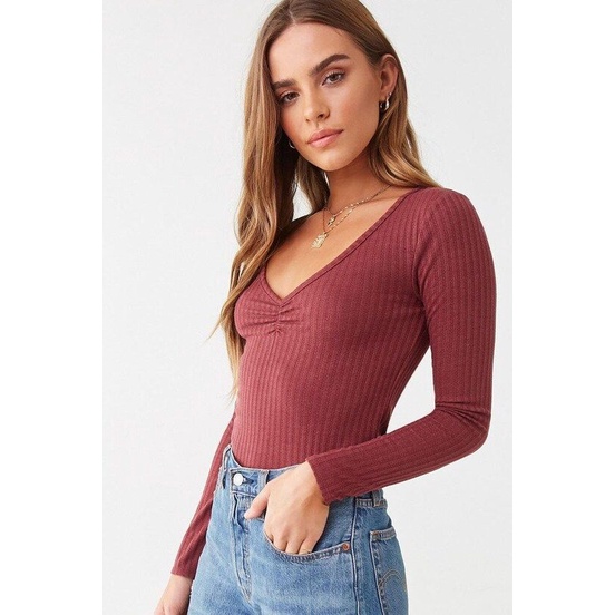 Forever21 Long Sleeve V-Neck Top