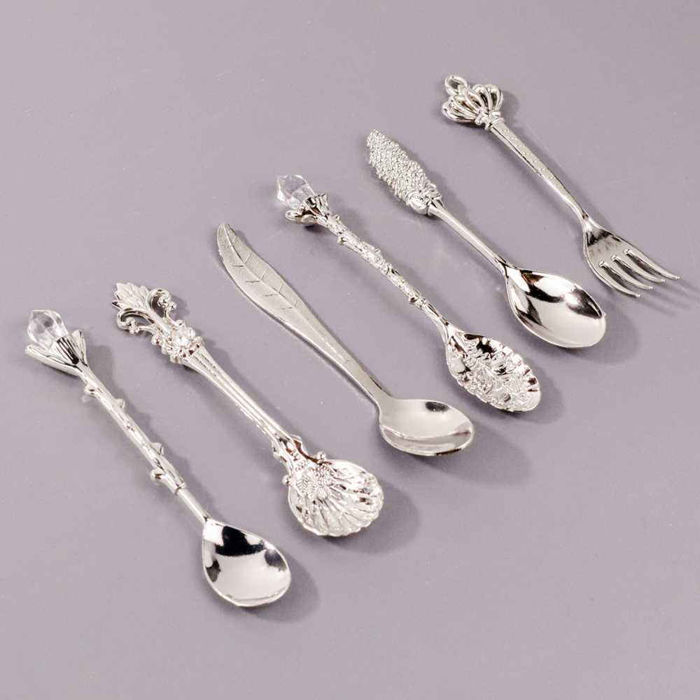 (BISA COD) FTIHSHP JYC Set Sendok Garpu Teh Vintage Teaspoon Fork Royal Style - LTA057