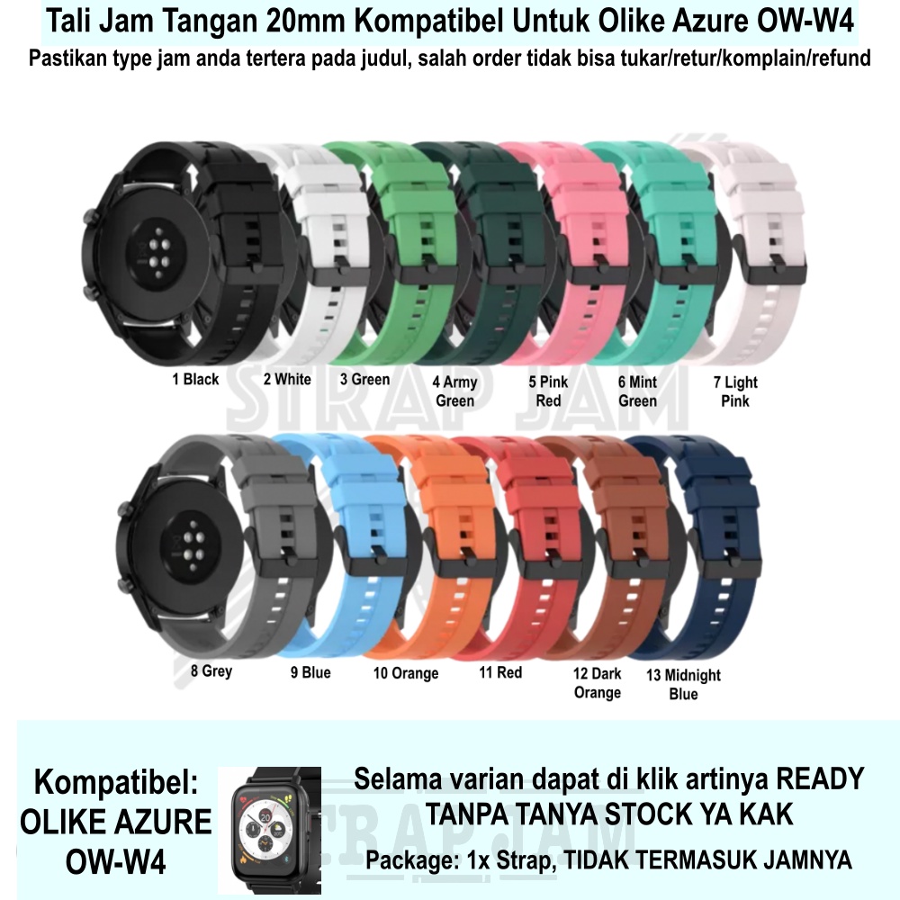 T2E 20mm Tali Jam Smartwatch Olike Azure OW-W4 - Strap Rubber Silikon Buckle Hitam