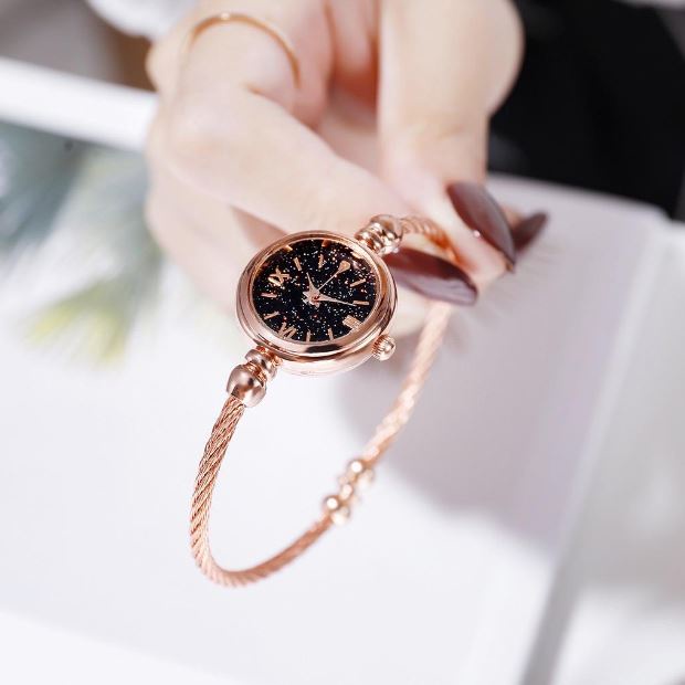 Jam Tangan Wanita Analog Gelang Rantai Stainless Steel Pasir Korea style Fashion
