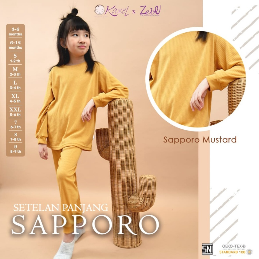 Kazel Sapporo Pajama 0-9 Tahun Setelan Piyama Panjang Rib / Kazel x Zebe Piyama Reeb