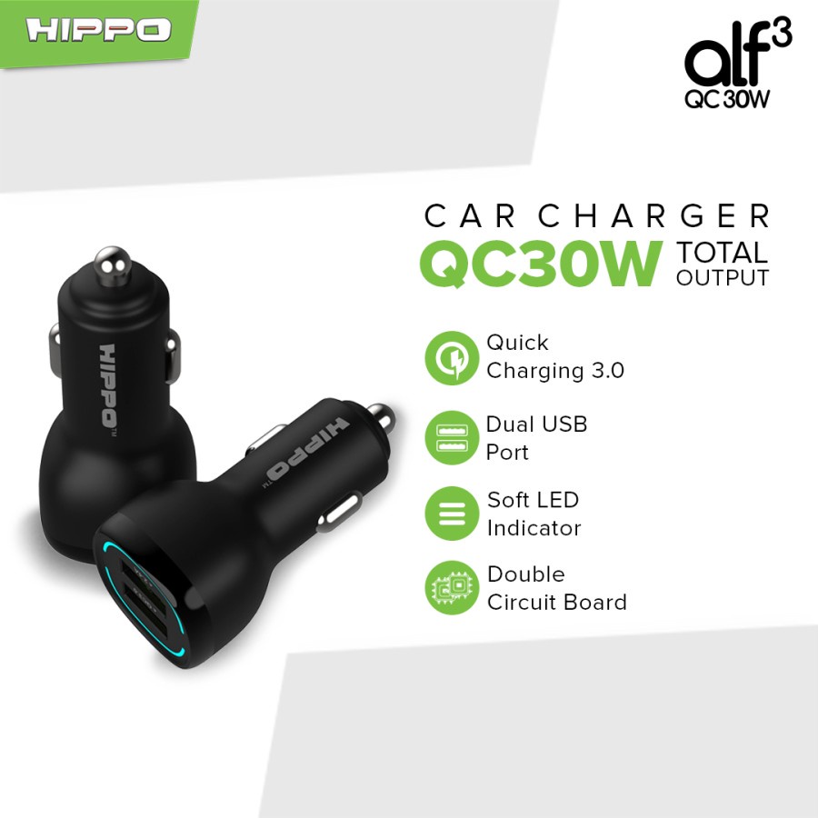 Hippo ALF 3 Car Charger Quick Fast Charging Total 30W