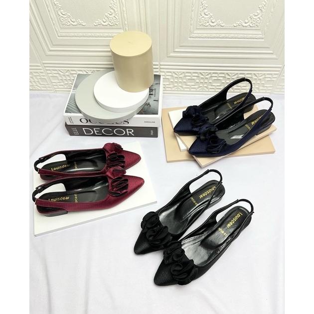 PROMO sepatu flat shoes wanita terbaru kekinian pesta LOUISDEAR sepatu flat heel 2 cm bahan satin hb