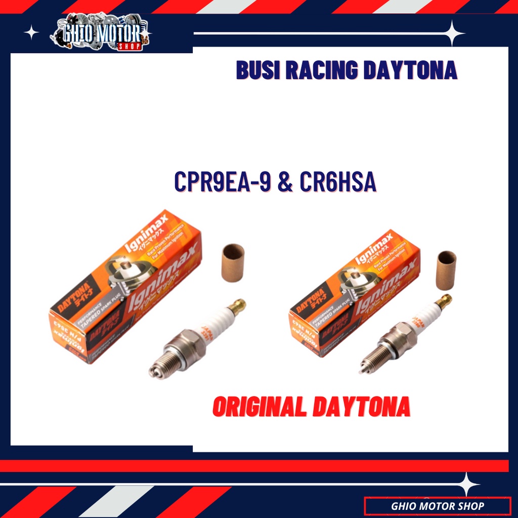 Busi Racing Daytona Tapered CPR9EA-9, Beat, Scoopy, Nmax, Beat Fi vario 125 Beat deluxe Genio Scopy new beat karbu sonic 150 satria fu mio sporty jupter mx mio soul karbu nmax lexi aerox supra x karisma vega r pcx 150 Vario 150 Busi Racing iridium ghio mo