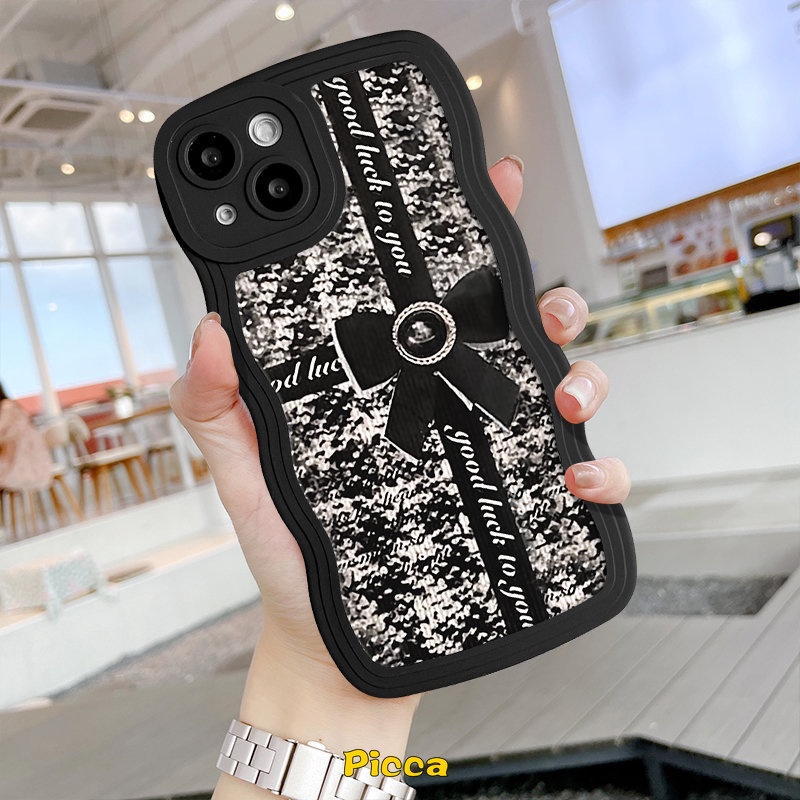 Realme C53 10 C21Y C15 C11 C12 C35 C25 C25Y C20A C20 C3 C25s Realme 5 6i 5s 5i C1 C3 Fashion Retro Kupu-Kupu Lembut TPU Wavy Edge Case Full Pelindung Anti Jatuh Cover