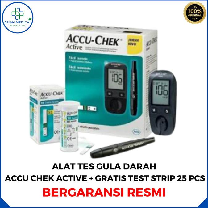 Alat Accu Check Active / Alat Tes Gula Darah Accu Check FREE STRIP 25