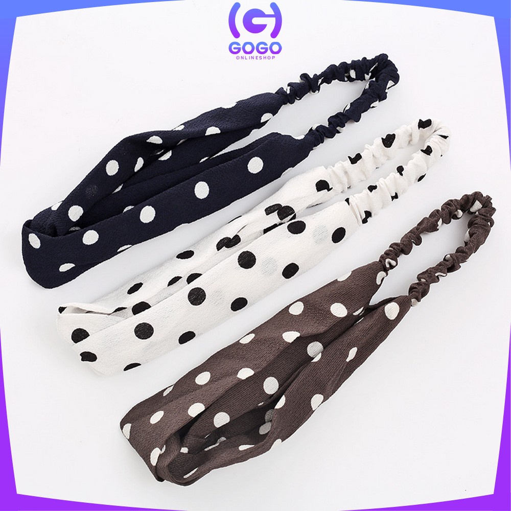 GOGO-C65 Bando Kain Korea Bahan Motif Polkadot Wanita Bendo Karet Korean Fashion Kekinian / Model Turban Bandana Simpul Kekinian Import