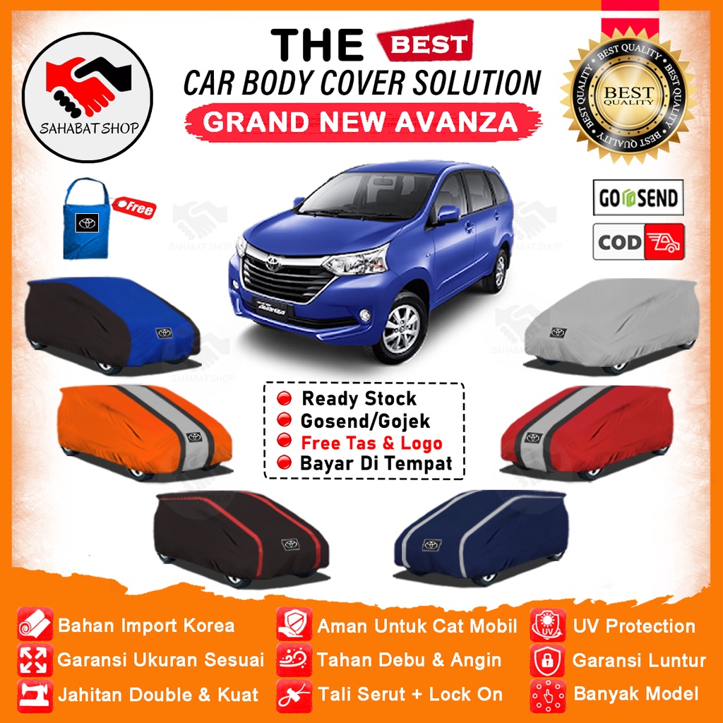 Sahabat Body Cover Mobil Avanza / Sarung Toyota Grand New Avanza Outdoor / Tutup Mantel Selimut Kerudung Jas Mantol Pelindung Kerodong Terpal Kelambu Tutupan Pembungkus Bungkus Mobil Avansa Waterproof Anti Air Model Orange