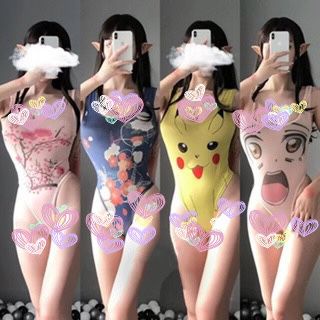 Lingerie Bodysuit Wanita Motif Bunga Animasi 8715